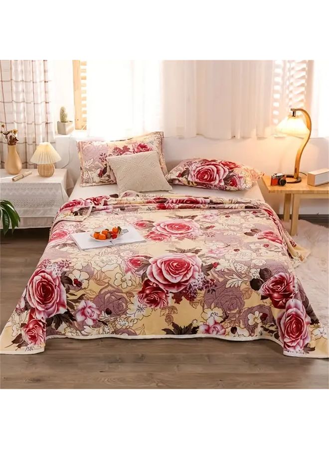 Luxury Thick Floral Flannel Fleece Blanket 70 87 X 78 74 Inches Soft Warm All Season - Image 1